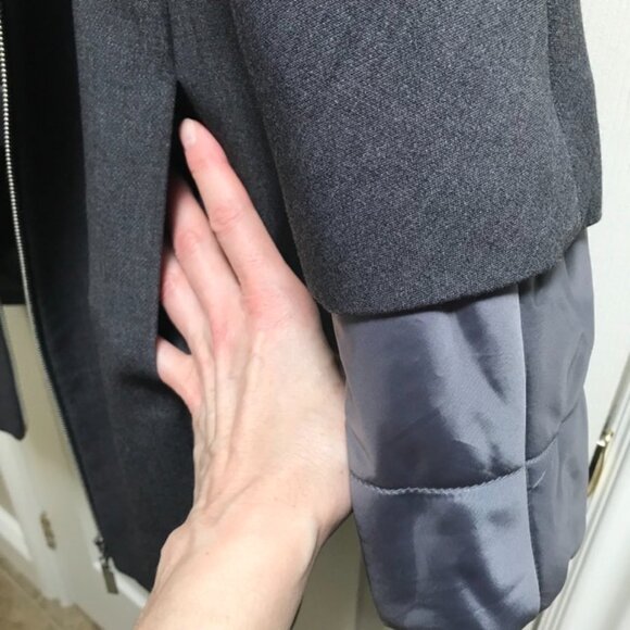 Gorgeous Nikki Jones 2 in 1 High Collar Gray Coat with Peuter Puffer Vest. - Picture 10 of 13